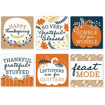 Big Dot Of Happiness Happy Thanksgiving Funny Fall Harvest Party Decor Drink Coasters 6 ct