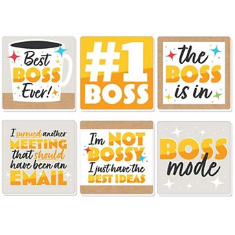 Big Dot Of Happiness Happy Boss's Day - Funny Best Boss Ever Decor - Drink Coasters - 6 ct