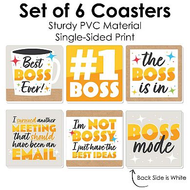Big Dot Of Happiness Happy Boss's Day - Funny Best Boss Ever Decor - Drink Coasters - 6 Ct