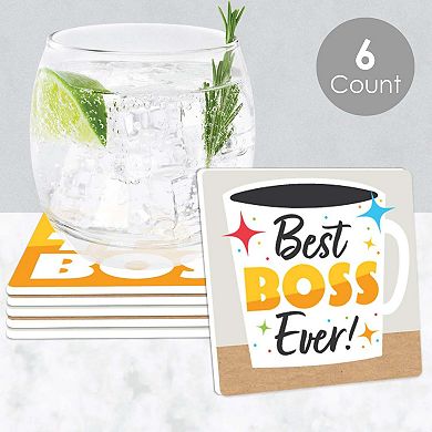 Big Dot Of Happiness Happy Boss's Day - Funny Best Boss Ever Decor - Drink Coasters - 6 Ct