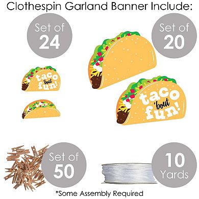 Big Dot Of Happiness Taco 'bout Fun Mexican Fiesta Diy Decor Clothespin Garland Banner 44 Pc
