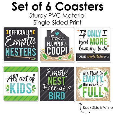 Big Dot Of Happiness Empty Nesters - Funny Empty Nest Party Decor - Drink Coasters - Set Of 6