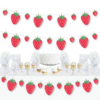 Big Dot Of Happiness Berry Sweet Strawberry Baby Or Birthday Clothespin Garland Banner 44 pc