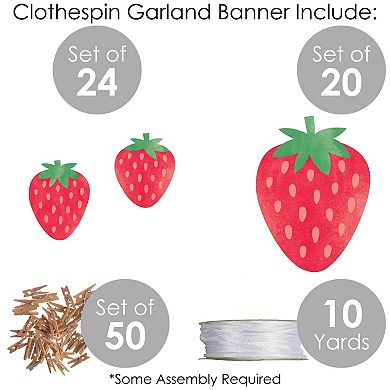Big Dot Of Happiness Berry Sweet Strawberry Baby Or Birthday Clothespin Garland Banner 44 Pc