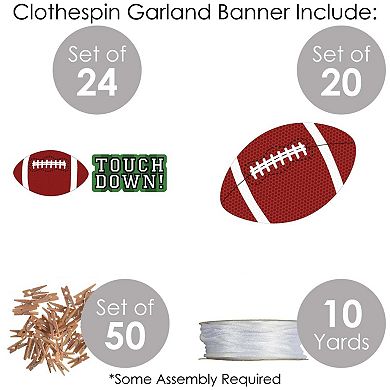 Big Dot Of Happiness End Zone - Football - Party Diy Decor - Clothespin Garland Banner 44 Pc