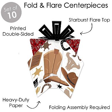 Big Dot Of Happiness Western Hoedown - Decor Wild West Party Fold & Flare Centerpieces 10 Ct