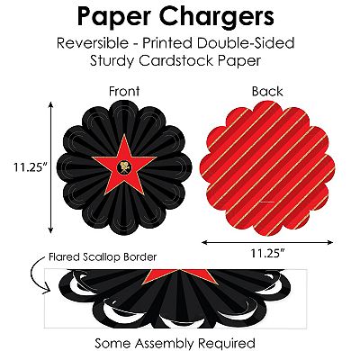 Big Dot Of Happiness Red Carpet Hollywood Party Charger & Table Decor Chargerific Kit For 8
