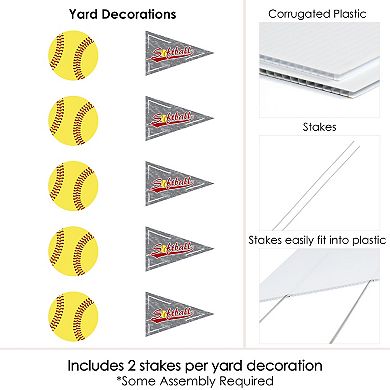 Big Dot of Happiness Grand Slam - Fastpitch Softball - Lawn Decor - Outdoor Yard Decor 10 Pc