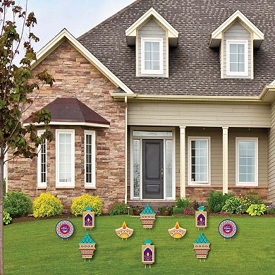 Big Dot of Happiness Happy Diwali - Lawn Outdoor Festival of Lights Party Yard Decor 10 Pc