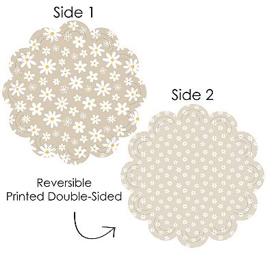 Big Dot Of Happiness Tan Daisy Flowers Floral Party Round Table Paper Chargers 12 Ct
