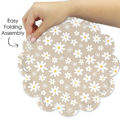 Big Dot Of Happiness Tan Daisy Flowers Floral Party Round Table Paper Chargers 12 Ct