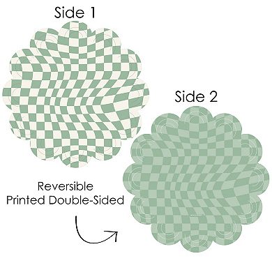 Big Dot Of Happiness Sage Green Checkered Party - Table Decorations - Paper Chargers - 12 Ct