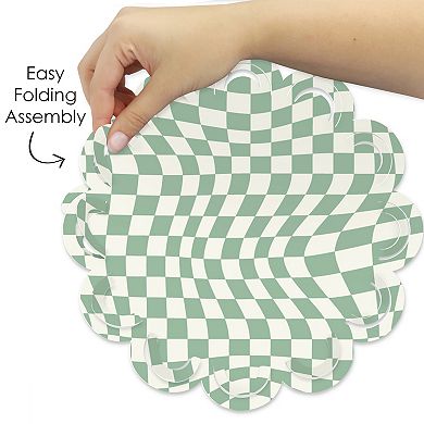 Big Dot Of Happiness Sage Green Checkered Party - Table Decorations - Paper Chargers - 12 Ct