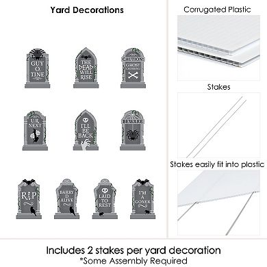 Big Dot of Happiness Creepy Cemetery Spooky Halloween Tombstone Party Yard Decorations 10 Pc