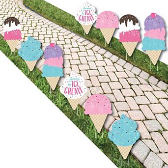 Big Dot of Happiness Scoop Up the Fun - Ice Cream Cone - Lawn Outdoor Party Yard Decor 10 pc