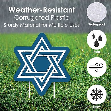 Big Dot of Happiness Happy Hanukkah - Star of David Lawn Outdoor Chanukah Yard Decor 10 Pc