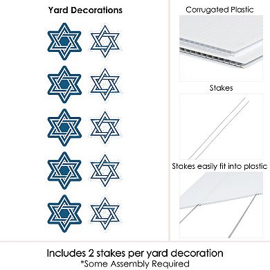Big Dot of Happiness Happy Hanukkah - Star of David Lawn Outdoor Chanukah Yard Decor 10 Pc