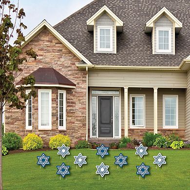 Big Dot of Happiness Happy Hanukkah - Star of David Lawn Outdoor Chanukah Yard Decor 10 Pc