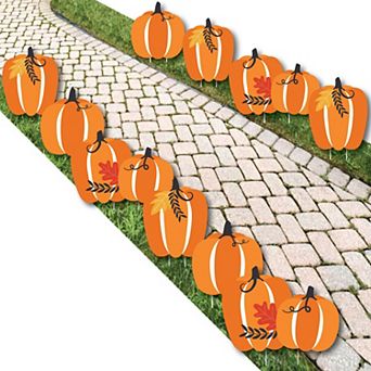 Big Dot of Happiness Fall Pumpkin Outdoor Halloween or Thanksgiving Yard Decor 10 pc