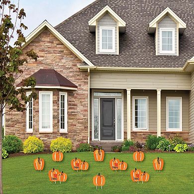 Big Dot of Happiness Fall Pumpkin Outdoor Halloween or Thanksgiving Yard Decor 10 Pc