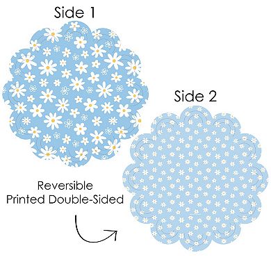 Big Dot Of Happiness Blue Daisy Flowers Floral Party Round Table Paper Chargers 12 Ct