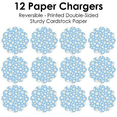 Big Dot Of Happiness Blue Daisy Flowers Floral Party Round Table Paper Chargers 12 Ct