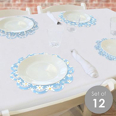 Big Dot Of Happiness Blue Daisy Flowers Floral Party Round Table Paper Chargers 12 Ct