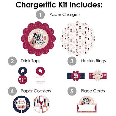 Big Dot Of Happiness But First, Wine Tasting Party Charger Chargerific Kit Setting For 8