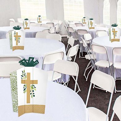 Big Dot Of Happiness Elegant Cross Table Decor - Religious Fold & Flare Centerpieces 10 Ct