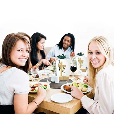 Big Dot Of Happiness Elegant Cross Table Decor - Religious Fold & Flare Centerpieces 10 Ct