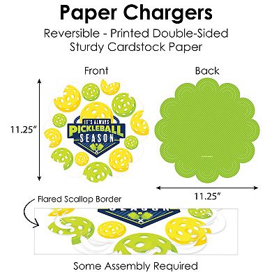 Big Dot Of Happiness Let's Rally Pickleball Birthday Or Retirement Party Chargerific Kit 8 Ct