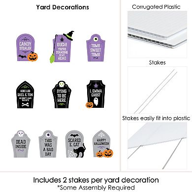 Big Dot of Happiness Cute & Colorful Tombstones Outdoor Halloween Party Yard Decoration 10 Pc