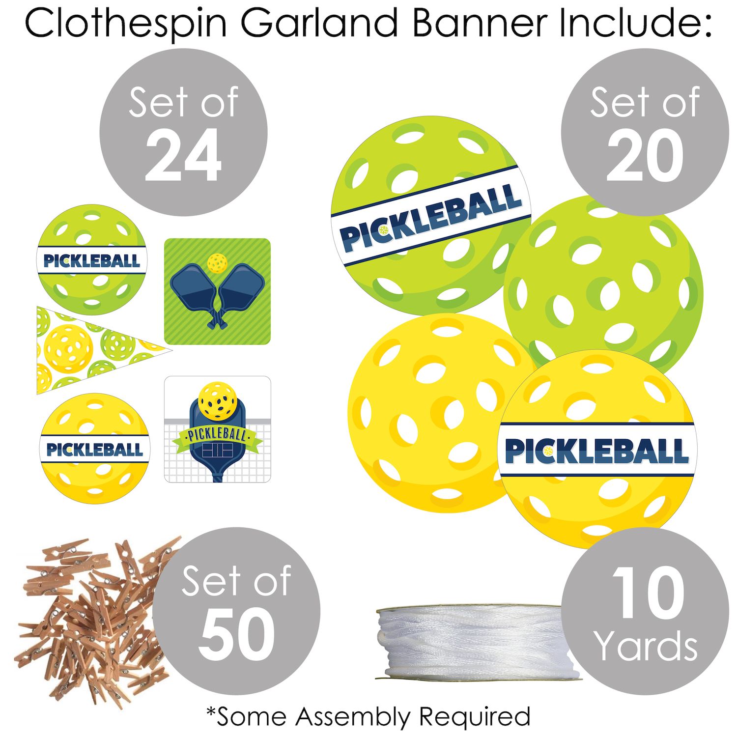 Under The Sea Critters Clothespin Garland Banner - 44 Piece DIY Party Decor Kit For Baby Showers & Birthdays