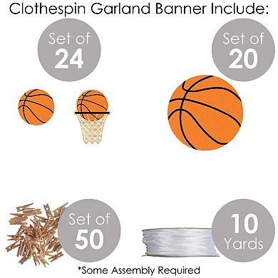 Big Dot Of Happiness Nothin' But Net Basketball Party Decor Clothespin Garland Banner 44 Pc