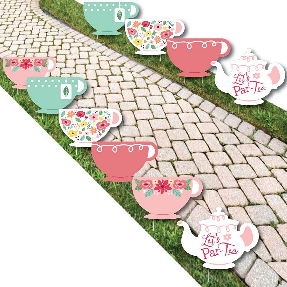 Big Dot of Happiness Floral Let's Par-Tea - Lawn Outdoor Garden Tea ...