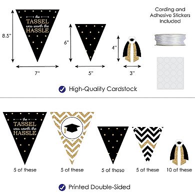 Big Dot Of Happiness Tassel Worth The Hassle Gold Graduation Decoration Triangle Banner 30 Pc