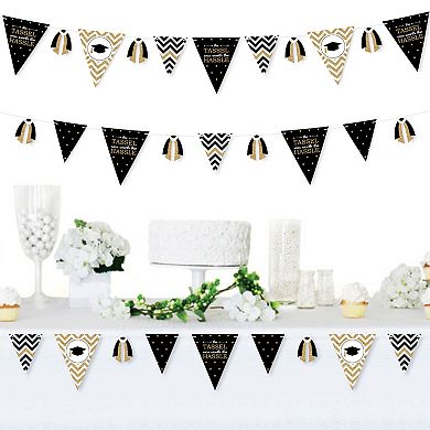 Big Dot Of Happiness Tassel Worth The Hassle Gold Graduation Decoration Triangle Banner 30 Pc