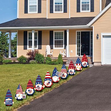 Big Dot of Happiness Patriotic Gnomes - Lawn Decor - Outdoor Party Yard Decor - 10 Pc