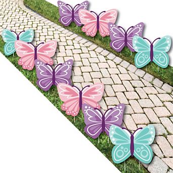 Big Dot of Happiness Beautiful Butterfly Outdoor Baby Shower Birthday Party Yard Decor 10 pc