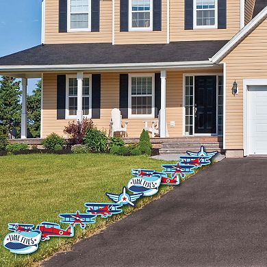 Big Dot of Happiness Taking Flight - Airplane - Lawn Decor - Outdoor Party Yard Decor - 10 Pc