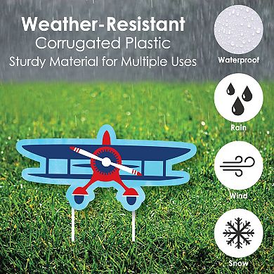 Big Dot of Happiness Taking Flight - Airplane - Lawn Decor - Outdoor Party Yard Decor - 10 Pc
