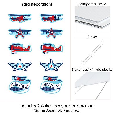 Big Dot of Happiness Taking Flight - Airplane - Lawn Decor - Outdoor Party Yard Decor - 10 Pc