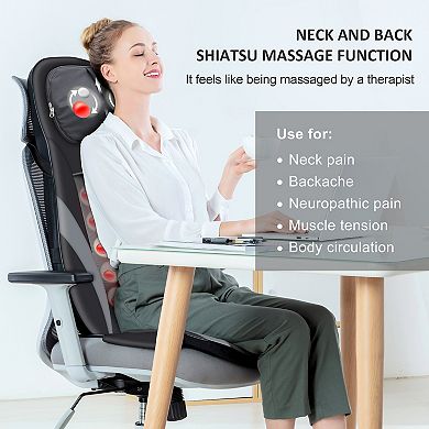 Snailax Back Massager With Heat, Shiatsu Chair Massager, Full Body Massage Chair Pad