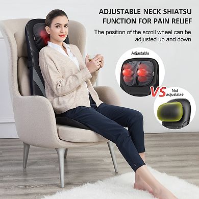 Snailax Back Massager With Heat, Shiatsu Chair Massager, Full Body Massage Chair Pad