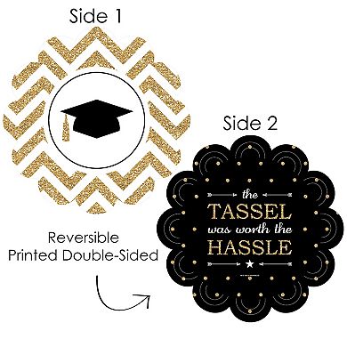 Big Dot Of Happiness Tassel Worth The Hassle Gold Graduation Party Paper Chargers 12 Ct