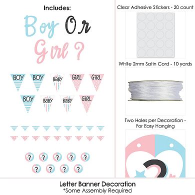 Big Dot Of Happiness Baby Gender Reveal - Party Decoration - 36 Banner Cutouts Boy Or Girl