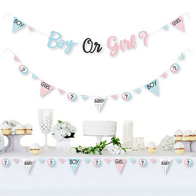 Big Dot Of Happiness Baby Gender Reveal - Party Decoration - 36 Banner Cutouts Boy Or Girl