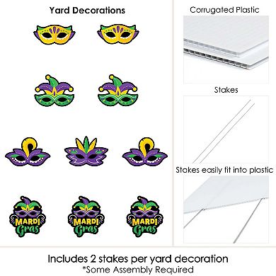 Big Dot of Happiness Colorful Mardi Gras Mask Lawn Outdoor Masquerade Party Yard Decor 10 Pc