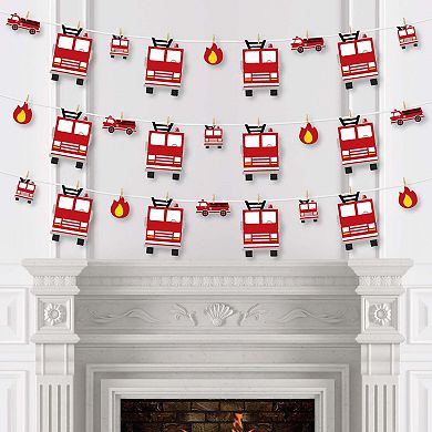 Big Dot Of Happiness Fired Up Fire Truck Firefighter Decor Clothespin Garland Banner 44 Pc