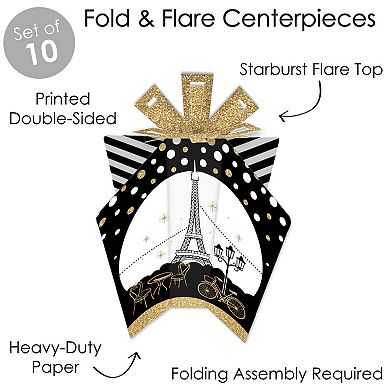 Big Dot Of Happiness Stars Over Paris - Decor Parisian Party Fold & Flare Centerpieces 10 Ct